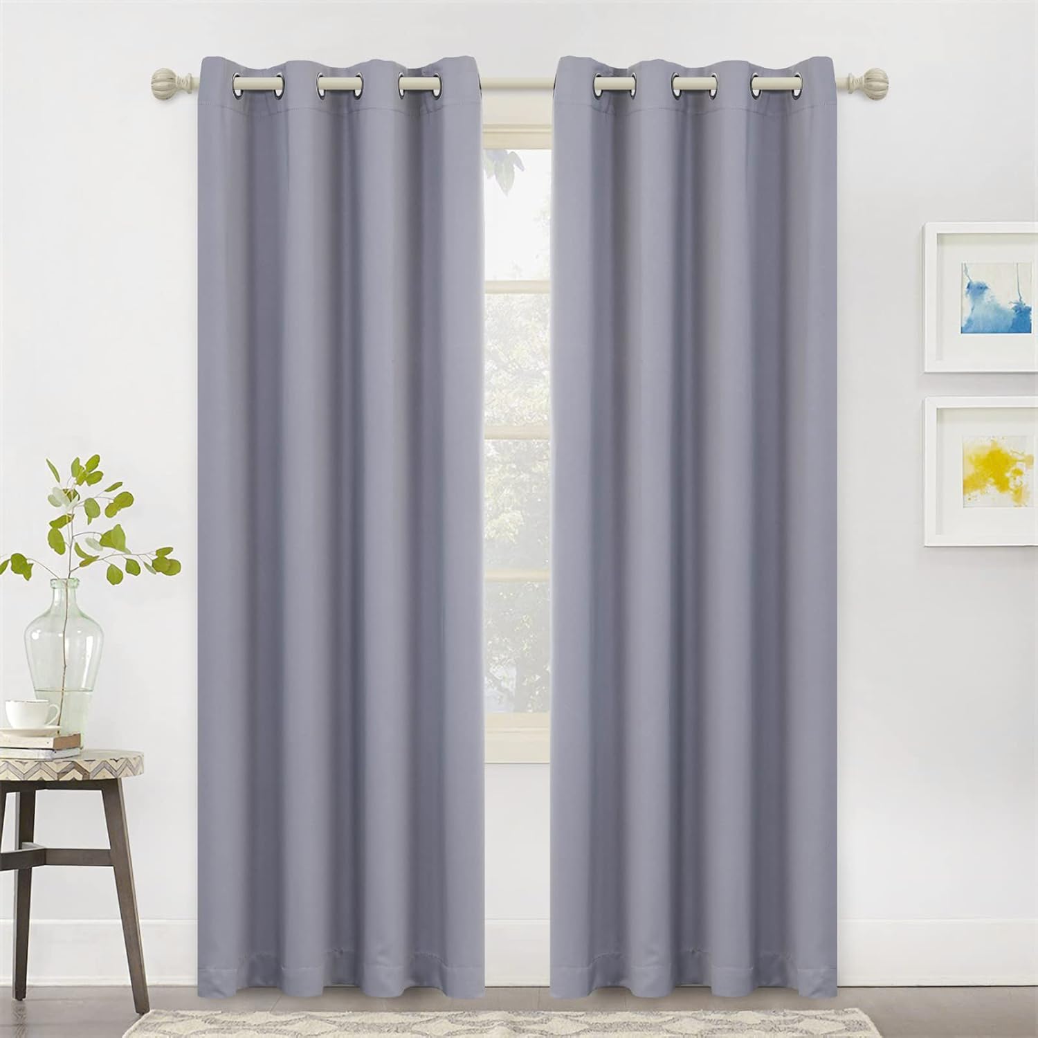 MYSKY HOME Blackout Curtains 84 Inch Length for Living Room Grey Curtains for Bedroom Gray Thermal Insulated Curtains Room Darkening Drapes with Grommets 2 Panels Set, 52W x 84L, Grey