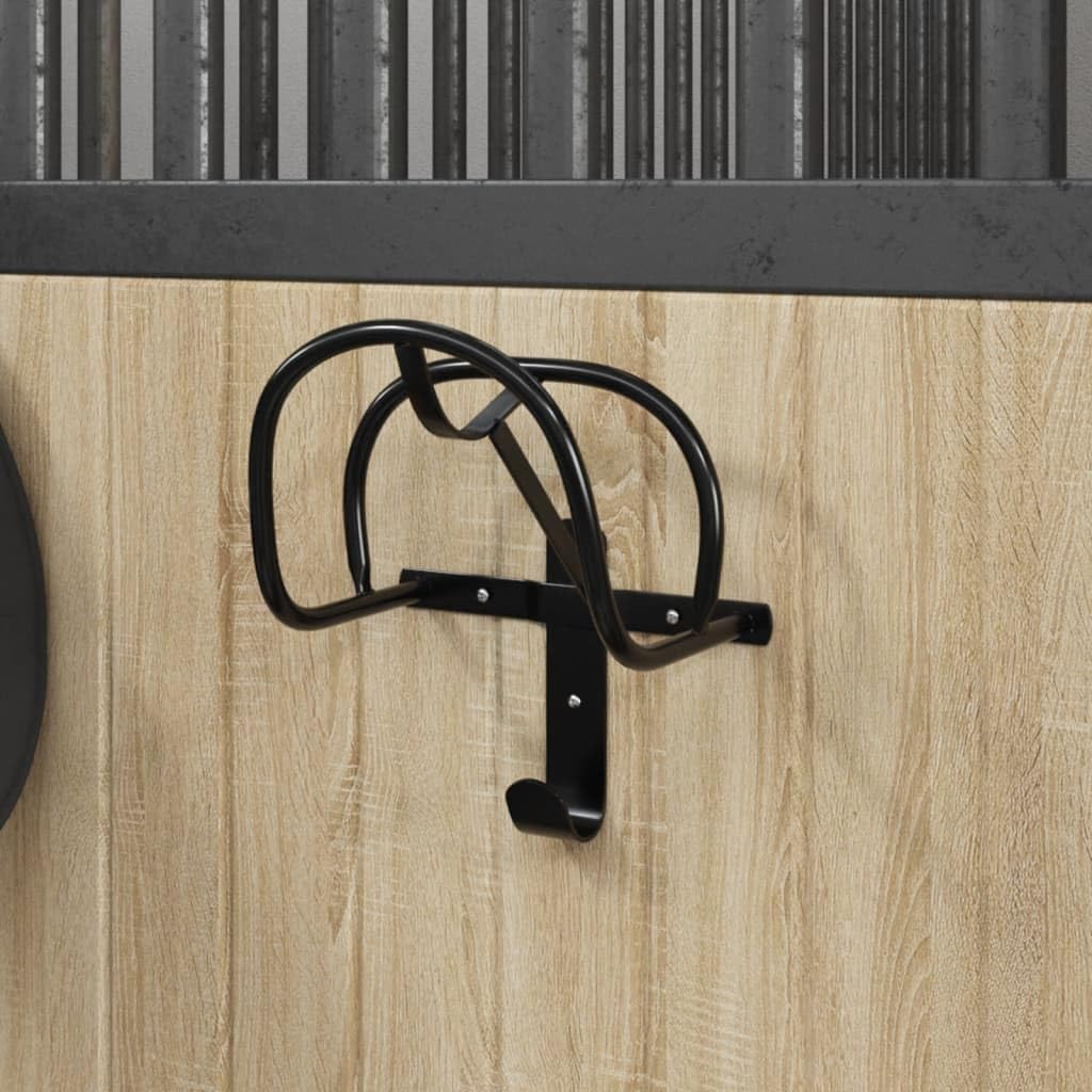 Supporto per briciole da parete in ferro verniciato a polvere nero, 23 x 17,5 x 29 cm, per sella, bricce, cavezza, redini e attrezzi per la pulizia, ordine per stalla e fienile