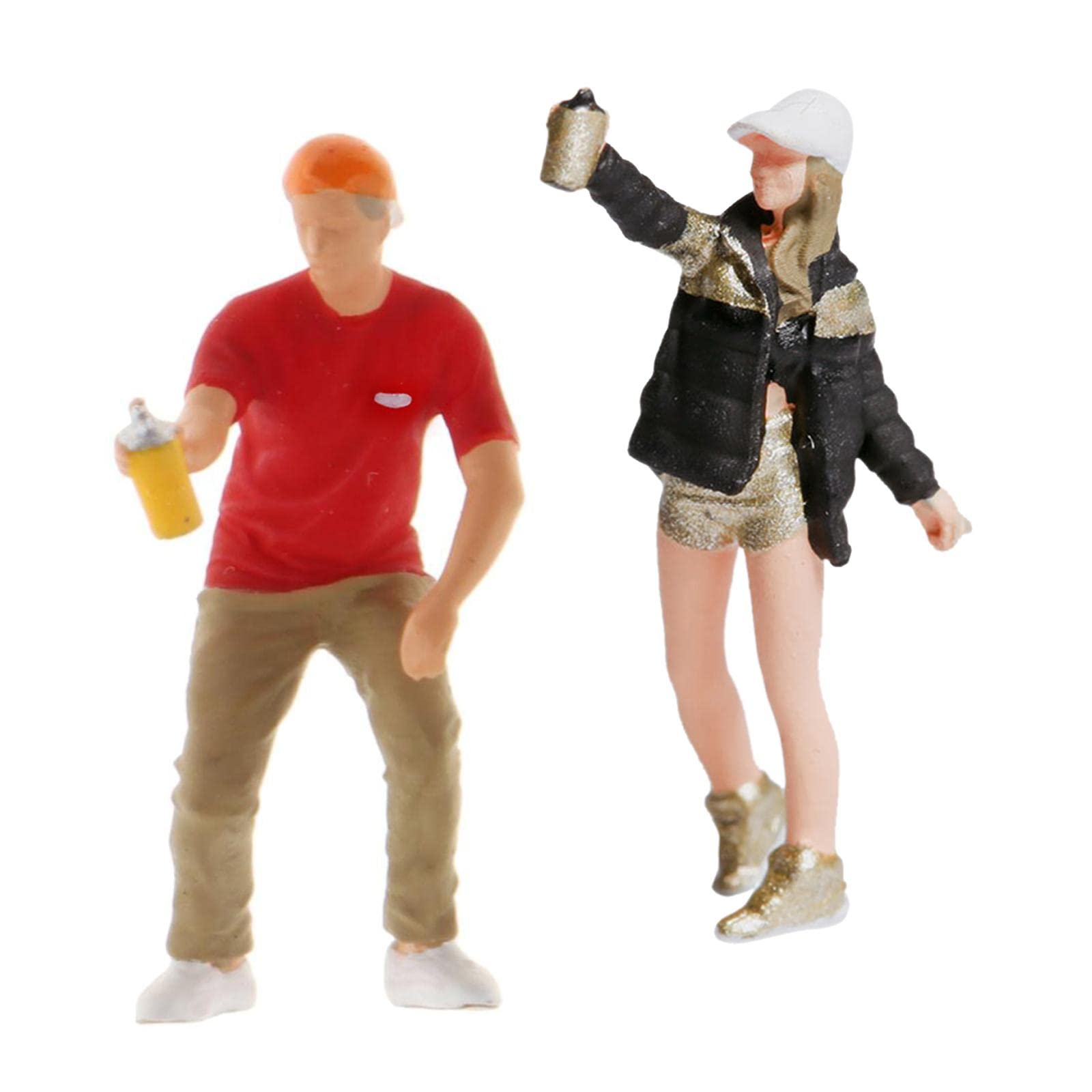 1/87 Diorama Graffiti Figure Characters Resin People Train Layout Black red| HO Scale |Toys & Hobbies-image-16