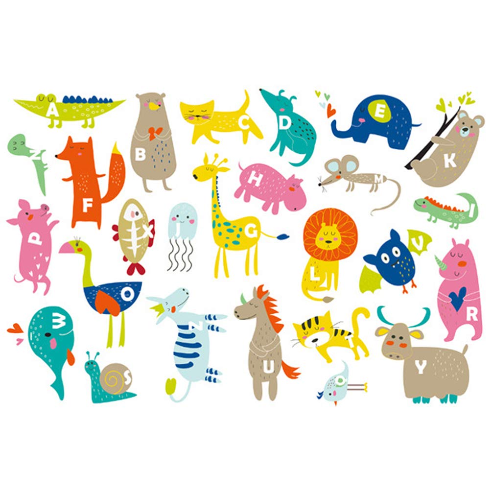 TOYANDONA ABC Stickers Alphabet Decals Animal Alphabet Wall Decals Classroom Wall Decals Baby Nursery Peel and Stick Wall Art Sticker