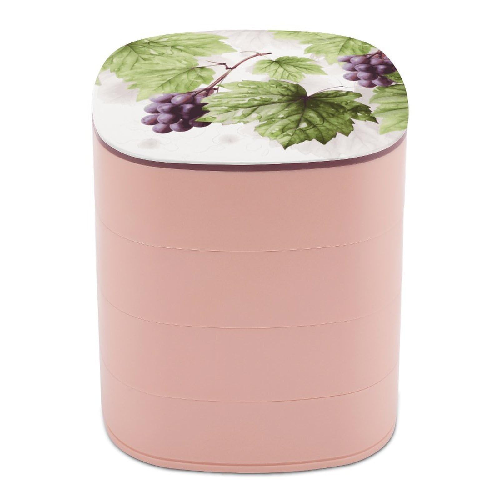 JTREHY Beautiful Grape Leaves Jewelry Box 4-Layer Covered Rotating Jewelry Storage Box Large Capacity Storage Boxes Portable Jewelry Case for Bracelets Earrings Necklace