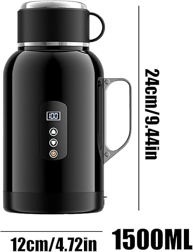 Miniatura 7 de Hervidor eléctrico portátil  Olla de calefacción de coche de 50.7 fl oz, caldera de acero inoxidable, botella de agua caliente de 1224 V  Hervidor