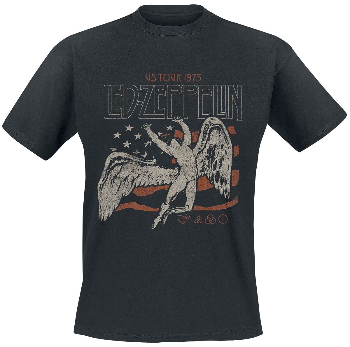 Rock Off Black Led Zeppelin - Us 1975 Tour Flag - T-Shirt - Cotton - Size M - Officially Licensed Merch