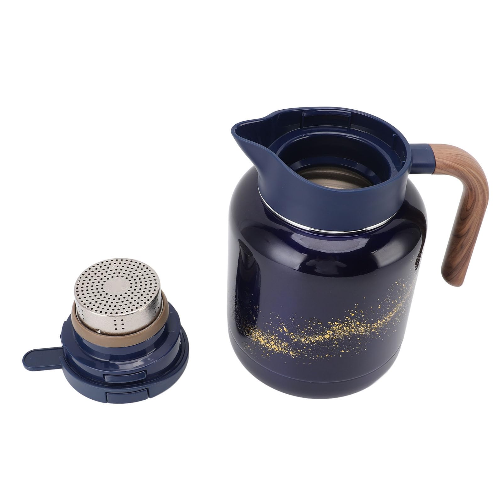 Kawa Termowa Karae, 1300 Ml Izolowany Stal Nierdzewny Garnek z herbatą z Wbudowanym Infuzorem, pokrywką i Uchwytem, ​​karafką termiczną na Gorące Napoje, Zielona Herbata, Kawa