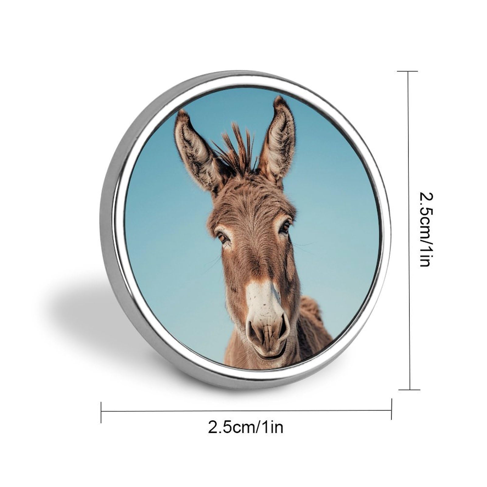 Aluminium Alloy Round Badge Brooch Pins for Men Real Image of Donkey Brooches Elegant Pin for Women Fashion Button Badges Brooch Badge for Hats Jackets Shirts