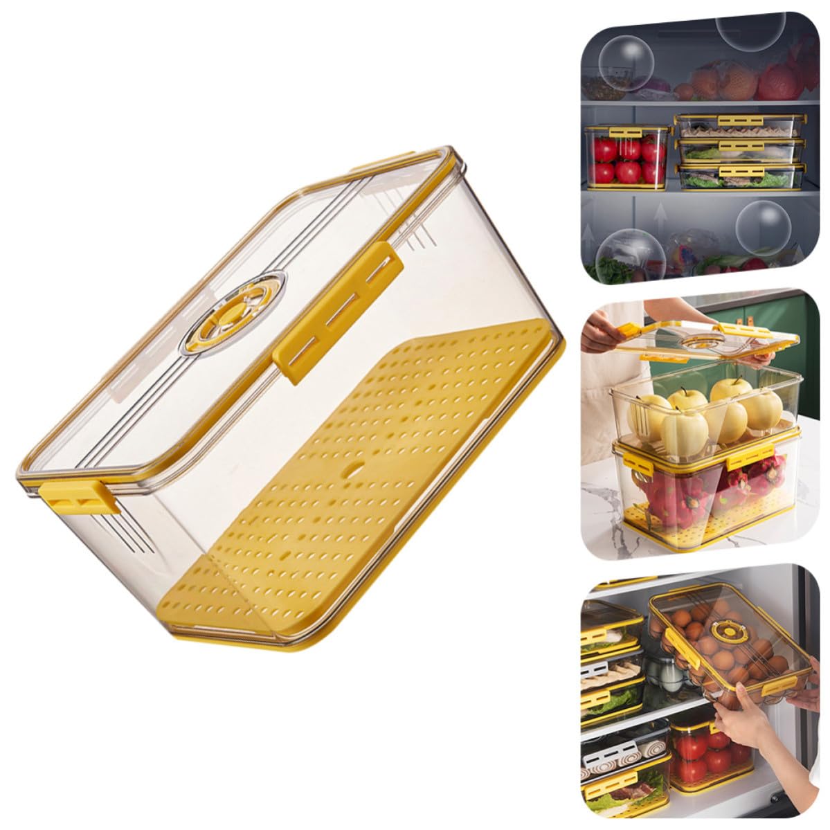 Caja de Almacenamiento para Refrigerador de Pet con Tapa, Práctica para Conservar Frutas y Alimentos Frescos Frigorífico del Hogar