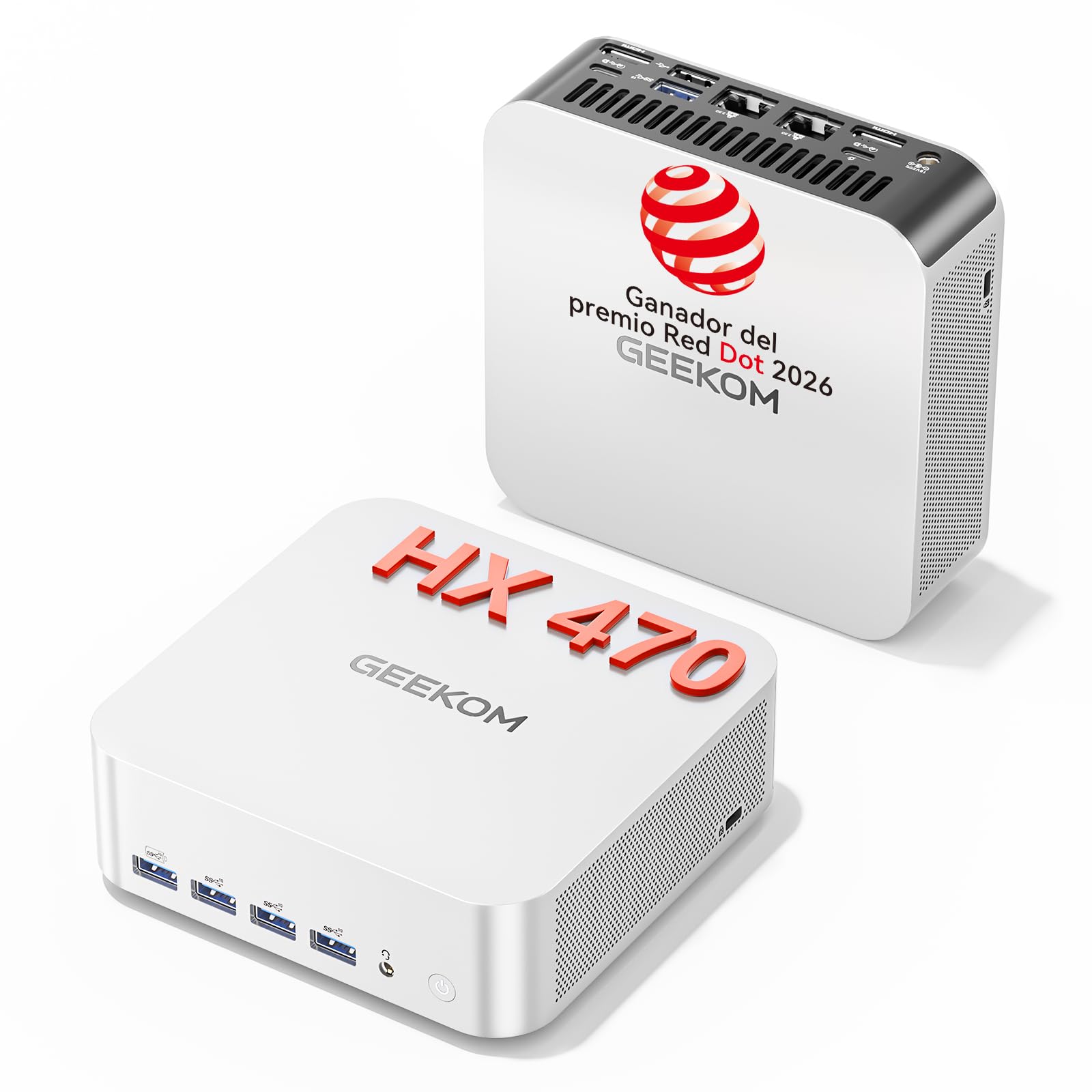GEEKOM AI Mini PC A9 Max con AMD Ryzen AI 9 HX 470 (Mejora del 370), 32GB DDR5 + 2TB SSD, Mini Ordenador con Dual-LAN 2.5G | Windows 11 Pro con 2×USB4 | HDMI 2.1 |Wi‑Fi 7 y Bluetooth 5.4 para Todo Uso