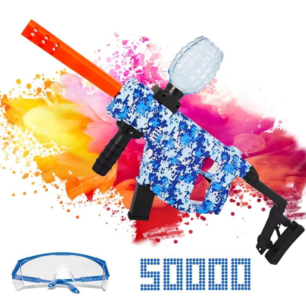 Gel Blaster - Juguete eléctrico con 5000 Bolas de Resina y Gafas Protectoras para cumpleaños, Fiestas, Pascua, rodaje al Aire Libre, Juegos de Equipo y Adultos,descubre la tensión (Rojo) (Azul)