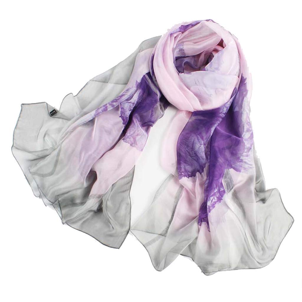 Calda Sciarpa da Donna in Morbido Chiffon Stampato a Fiori, Scialle Primaverile ed Estivo, Sciarpe, Telo Mare Avvolgente(A-200cm x 140cm)