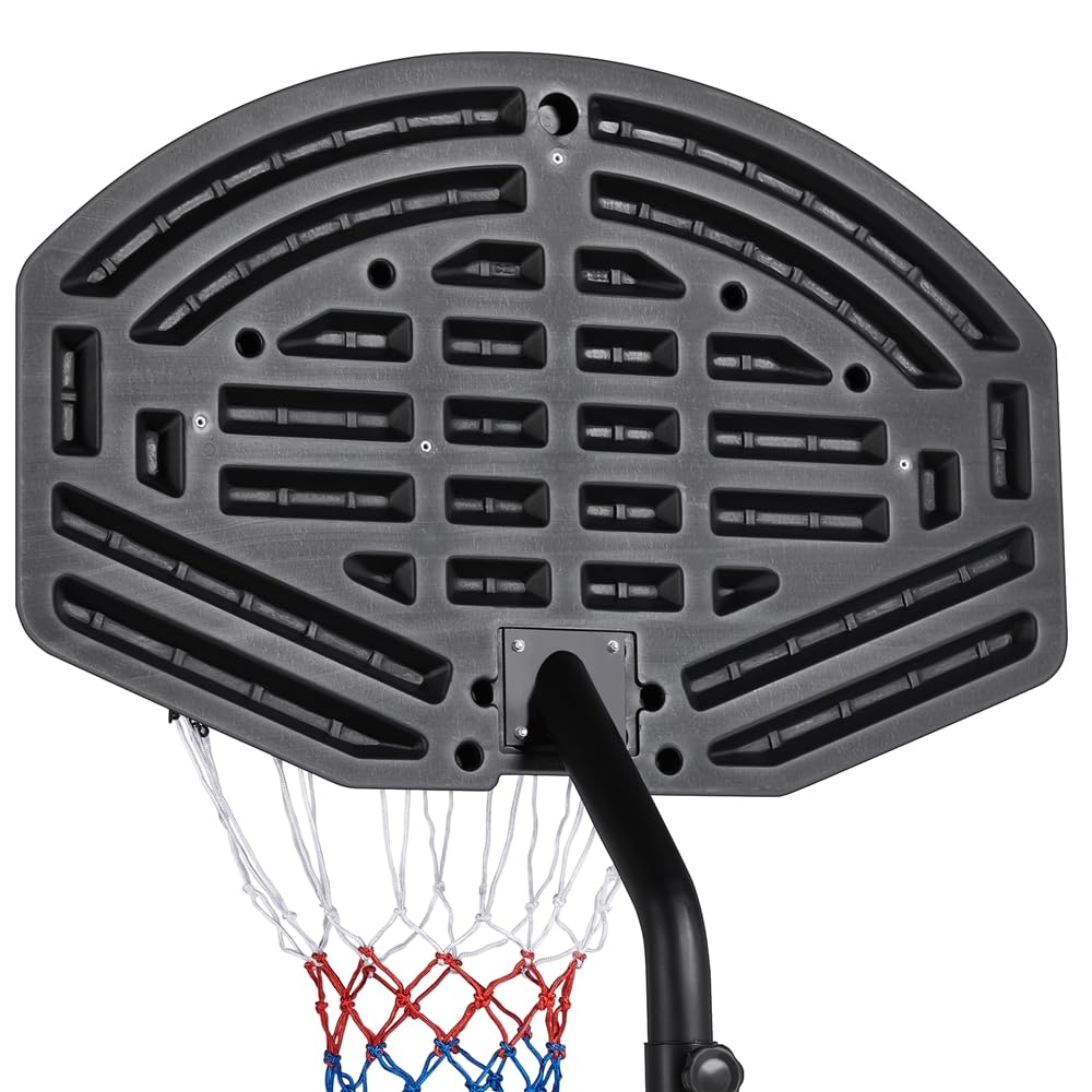 Yaheetech Canestro Basket Esterno Portatile Altezza Regolabile 304 – 353 cm Pallacanestro da Camera Interno con Tabellone Rosso