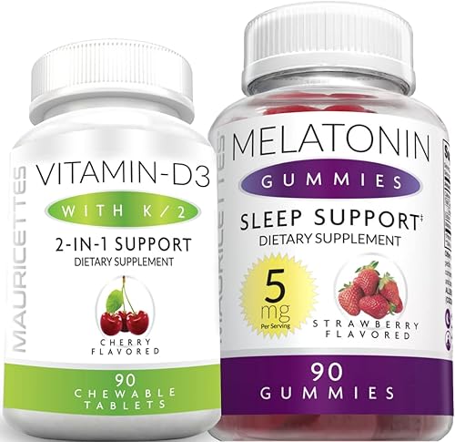 Paquete de gomitas masticables de vitamina D3 con K2 y melatonina, paquete de apoyo inmunológico y para dormir para niños y adultos