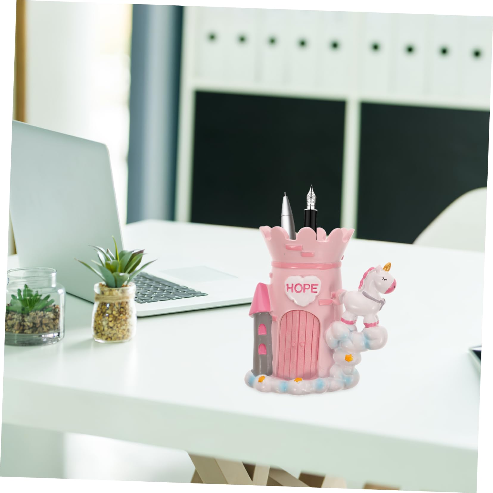 DOITOOL 2 Pièces Porte-stylo Plumier Casier De Rangement Organisateur De Stylo Étui à Stylo Dessin Animé Rose Résine