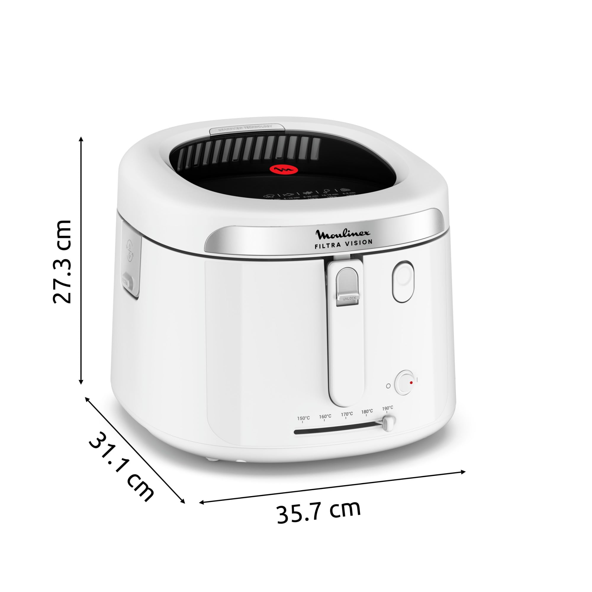 Moulinex Filtra Vision, Friteuse, Grande fenêtre pour garder un oeil sur la cuisson, Capacité familiale, Nettoyage facile, AF2541E0, Extérieur en Plastique Blanc