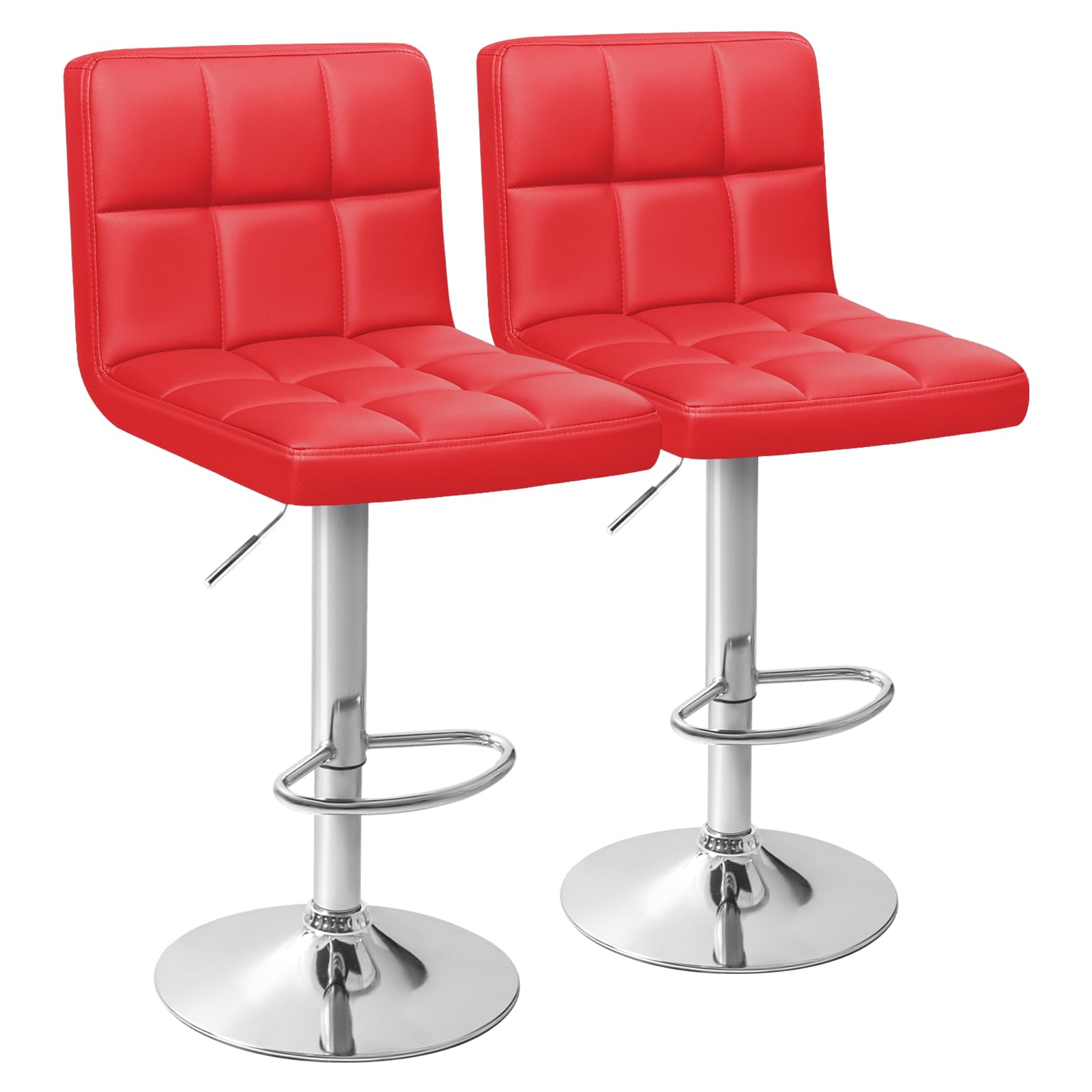 Homall Bar Stools Modern PU Leather Adjustable Swivel Barstools, Armless Hydraulic Kitchen Counter Bar Stool Extra Height Square Island Barstool with