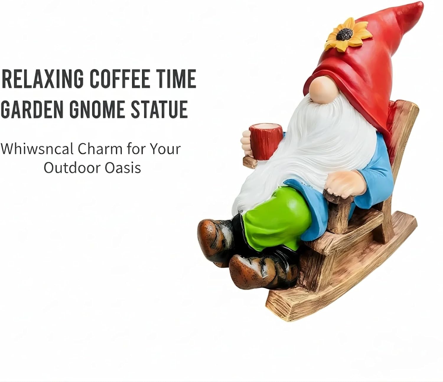 Outdoor Garden Gnome Statue Decoration - Funny Drinking Coffee gnomes Figurine Ornament for Indoor Outdoor Home Patio Yard Lawn - Lucky Gnome Unique Mom Birthday Gifts - Best Garden Gifts for Day