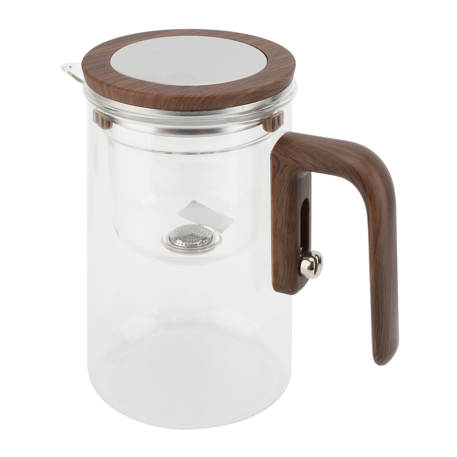 Cocoarm Szklany Czajniczek z Zaparzaczem Przezroczysty Dzbanek na herbatę 800 Ml Konstrukcja Separacji Wody z Przełącznikiem Magnetycznym Sitko ze Stali Nierdzewnej Drewniany Uchwyt do Herbaty Sypkiej