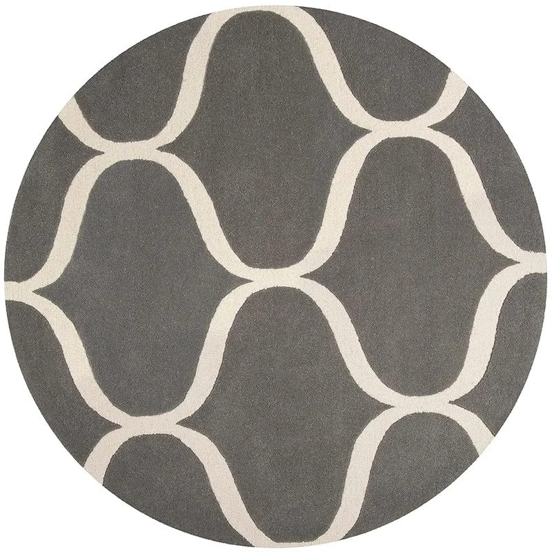 Image of Handmade Pure Woollen Carpet Collection for Hall with 1.0 inch inch Thickness 5 X 5 Feet - Round Grey CT