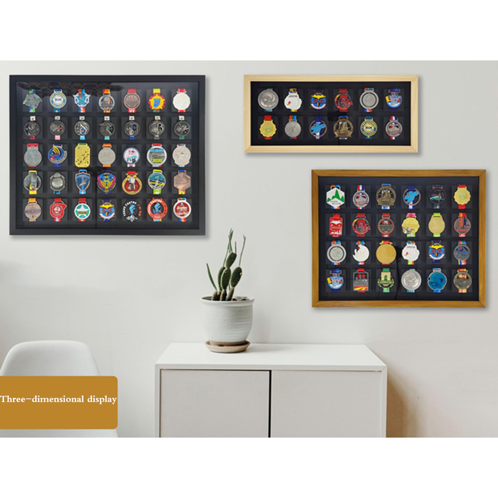 Skrzynka do przechowywania medali dla biegaczy, Ramka do wyświetlania medali dla wszystkich dyscyplin sportowych Wielokolorowa, w wielu rozmiarach(Black,15 medals (3 * 5 arrangement))