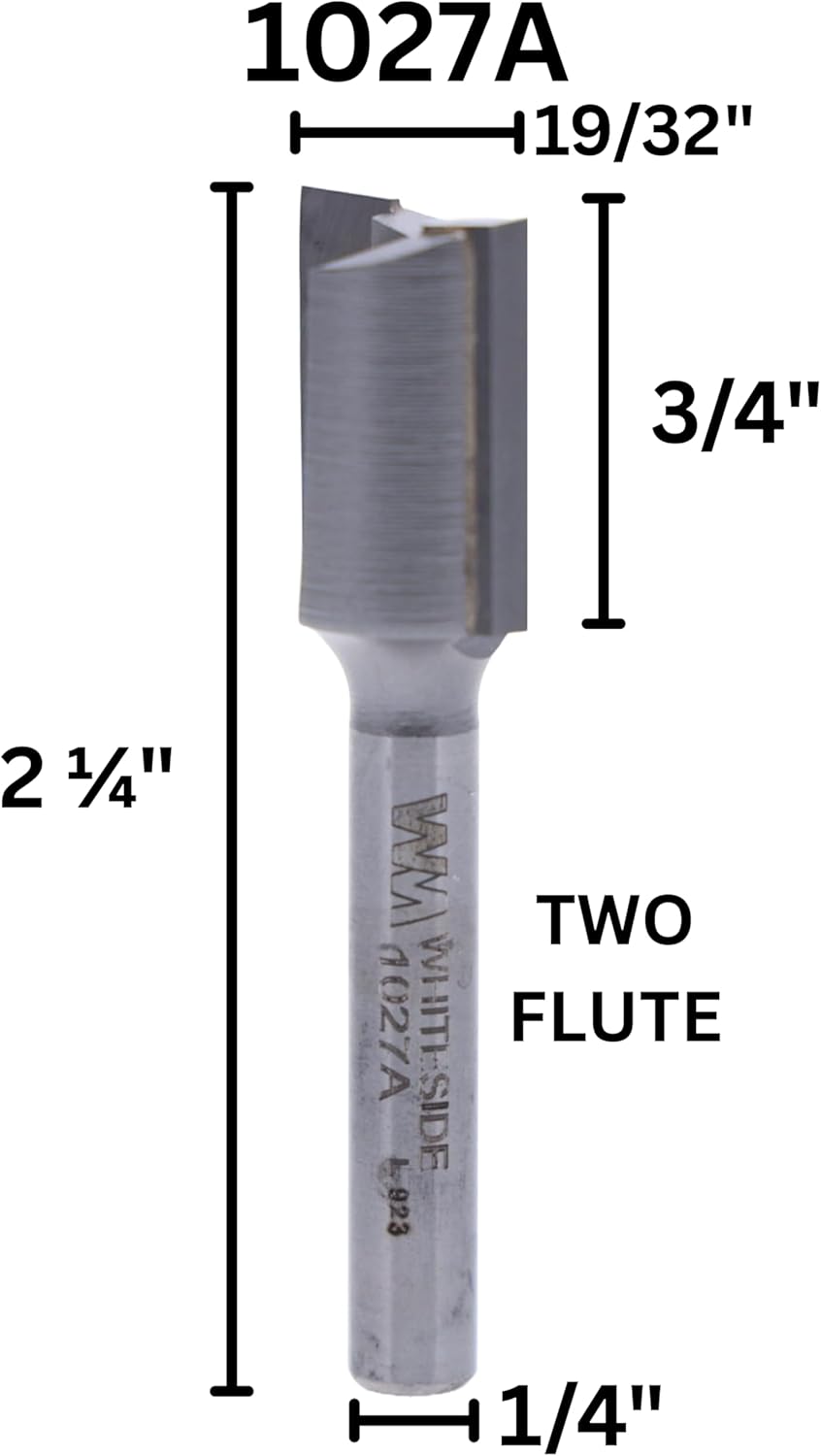 Whiteside Router Bits 1027A Straight Bit with 1/4-Inch Shank
