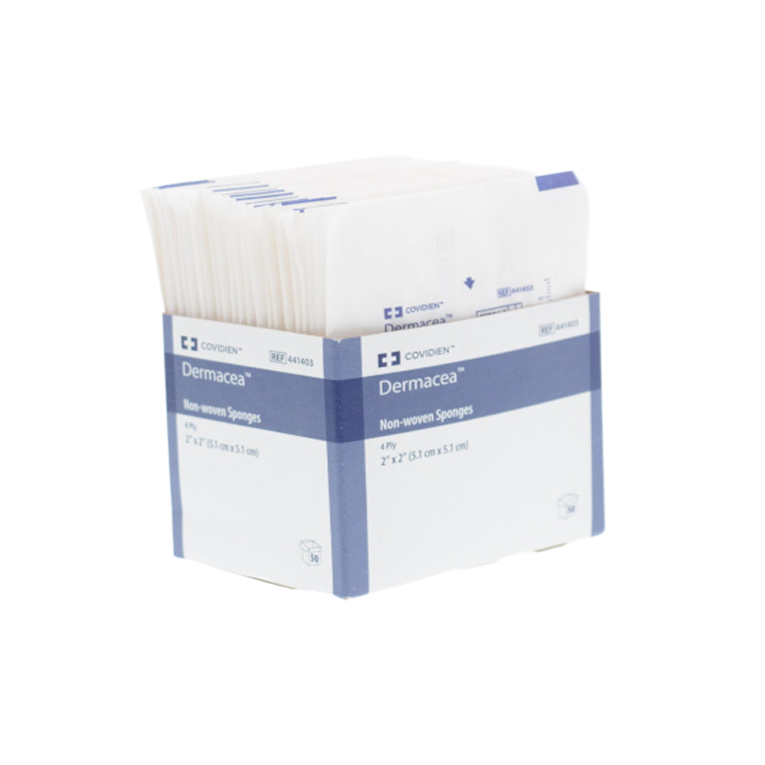 Cardinal Health™ Dermacea™ - Esponja de gasa multiusos no tejida estándar, estéril, 2 x 2 pulgadas, 4 capas, 441403, caja de 3000