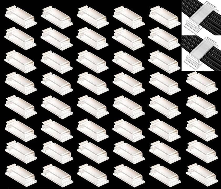 IMOX Pack of 50 High Bond Self-Adhesive Cable Holders, Outdoor Indoor Cable Clips for Cable Management, Cable Management Organiser, Cable Clips, Hook Wire Holder for Cable Attachment, Fairy Lights,-image-49