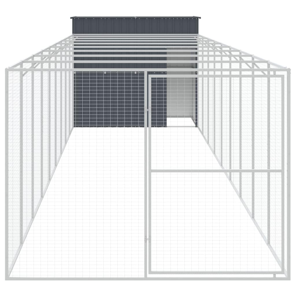 vidaXL Niche pour Chien avec Cour Anthracite 214x1069x181 cm, Cage pour Chien, abri pour Chien, Maison pour Animaux, Cages pour Chien, Cour pour Chien