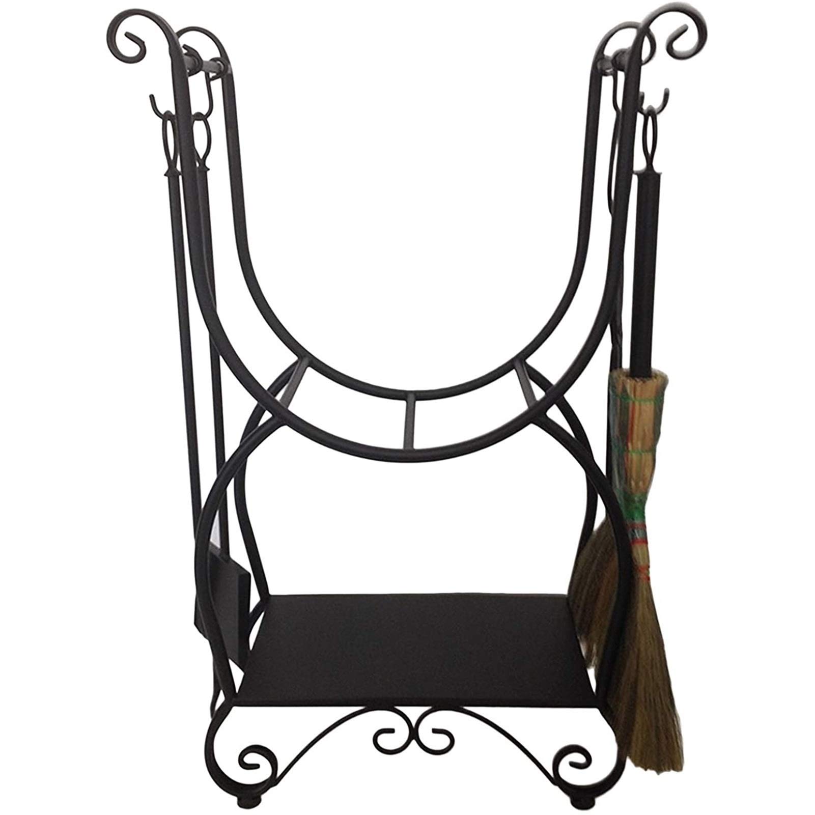 Set di attrezzi per camino, staffe per legna da ardere resistenti con set di attrezzi per camino da 4 pezzi, porta legna da ardere per fattoria/esterno/interno per stufa a camino e braciere, design r