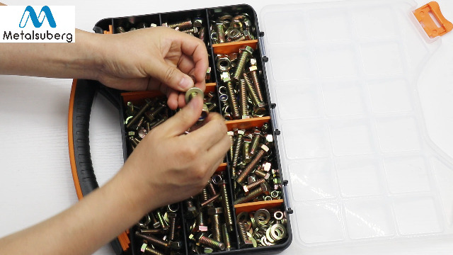 Image of 630pcs Metric M6 M8 M10 M12 Nylon Locknut Hex Bolt Washer Assortment Kit by Color Galvanization,Alloy Steel,Grade 8.8.Length 12-50mm.19 Common Size for Automative,Tooling,Fixture,Jigs.