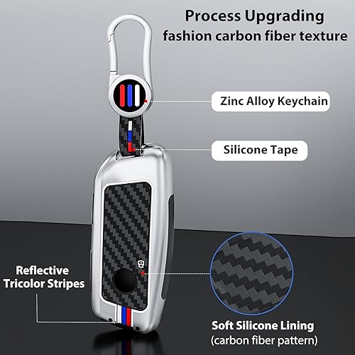 Miniatura 4 de OLLEN Funda para llavero de aleación de zinc pesada, compatible con BMW 2023 2024 serie 57 740i 760i X1 X5 X6 X7 XM IX IX IX3 I5 I7, etc.,