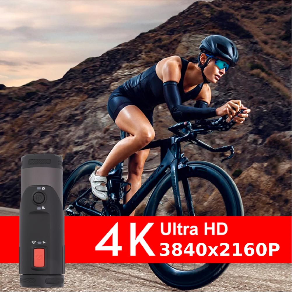 Cámara de Acción a Prueba de Agua 4K HD WiF, Cámara para Deportes Al Aire Libre con Soporte para Bicicleta Y Sensor G, Grabadora de Video de Cámara de Ciclismo de Gran Angular de 170 ° para Bicicleta,