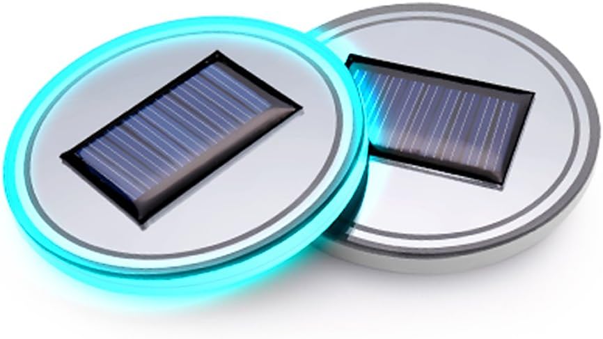 (2pcs) Solar Energy USB Car Cup Mat Pad LED Light accessories Cup Holder Coaster Lighting Decoration Atmosphere Interior Automotive Decorative Dome Lights for All Cars
