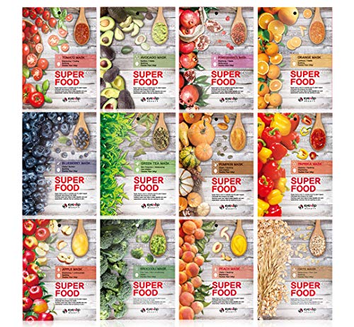 Eyenlip super food Facial Mask Sheet 12 combo set, Superfood Facial Mask Combo Set,