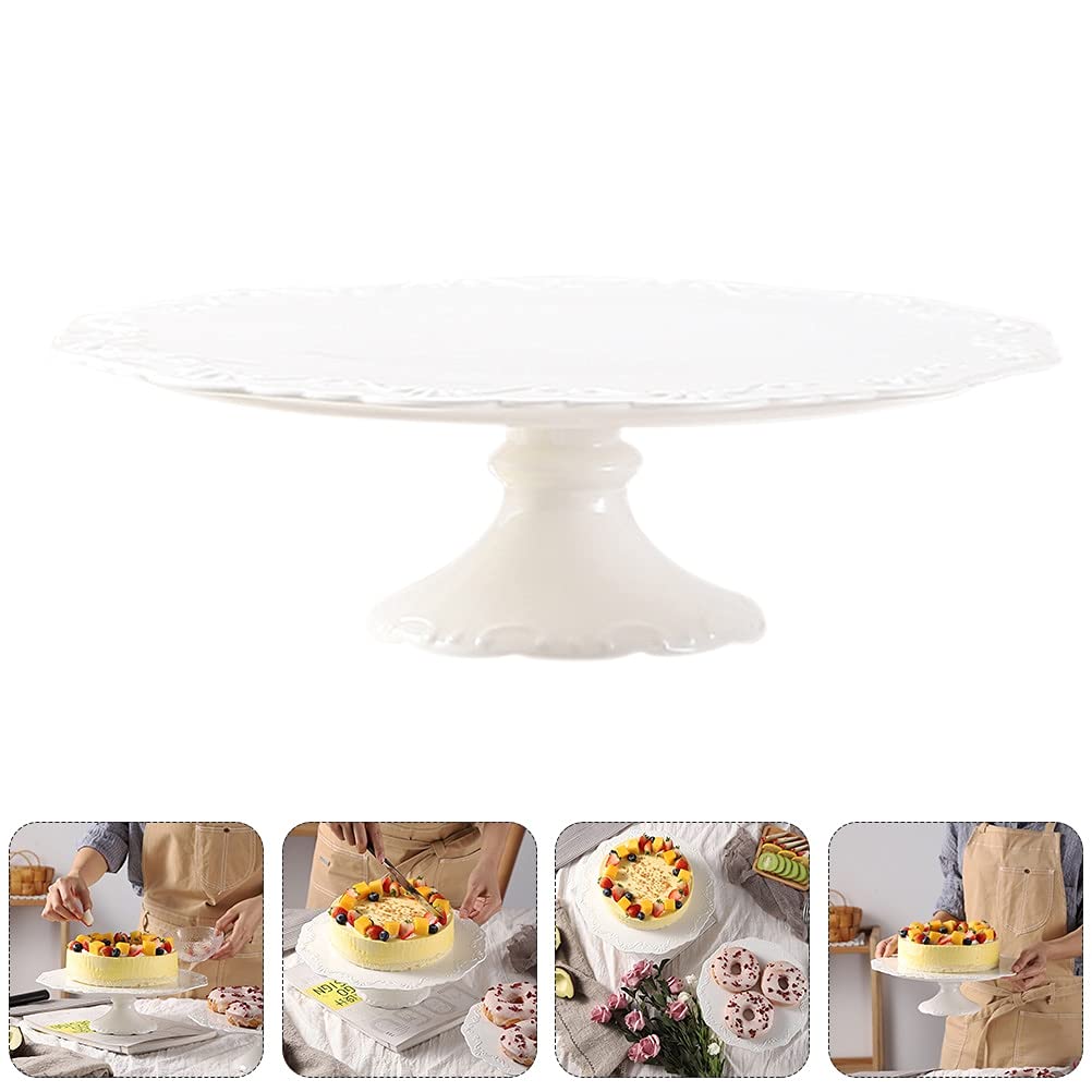 Alzate per torta per il tè pomeridiano Alzata per torta in ceramica Vassoio porta-torta Alzata per torta in ceramica Alzata per dessert creativa per matrimonio Baby Shower Compleanno Alzate per torta