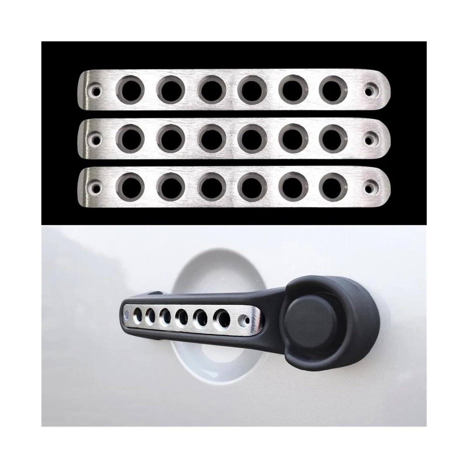 FIXCOR for Jeep for Wrangler JK for JKU for Unlimited for Rubicon for Sahara Parts Aluminum Front Rear Door Grab Handle Inserts Cover(3 Pieces Silver)