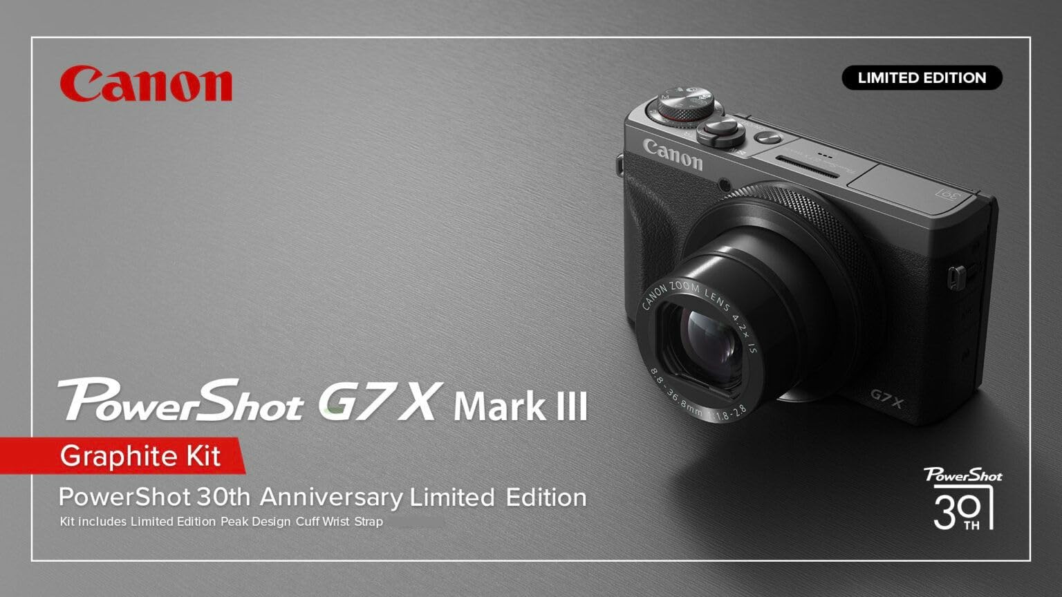 Canon PowerShot G7X Mark III M3 Compact Camera, Graphite, 30th
