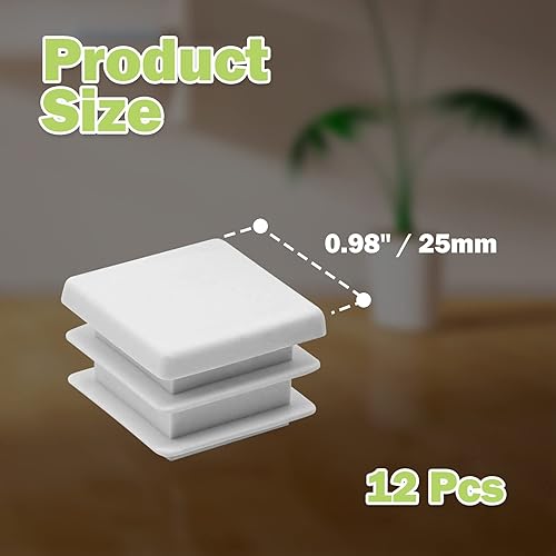 Miniatura 5 de 12 tapones cuadrados de plástico de 1 pulgada, tapa de extremo de plástico cuadrada blanca, tapón de acabado de muebles para postes de tubería,