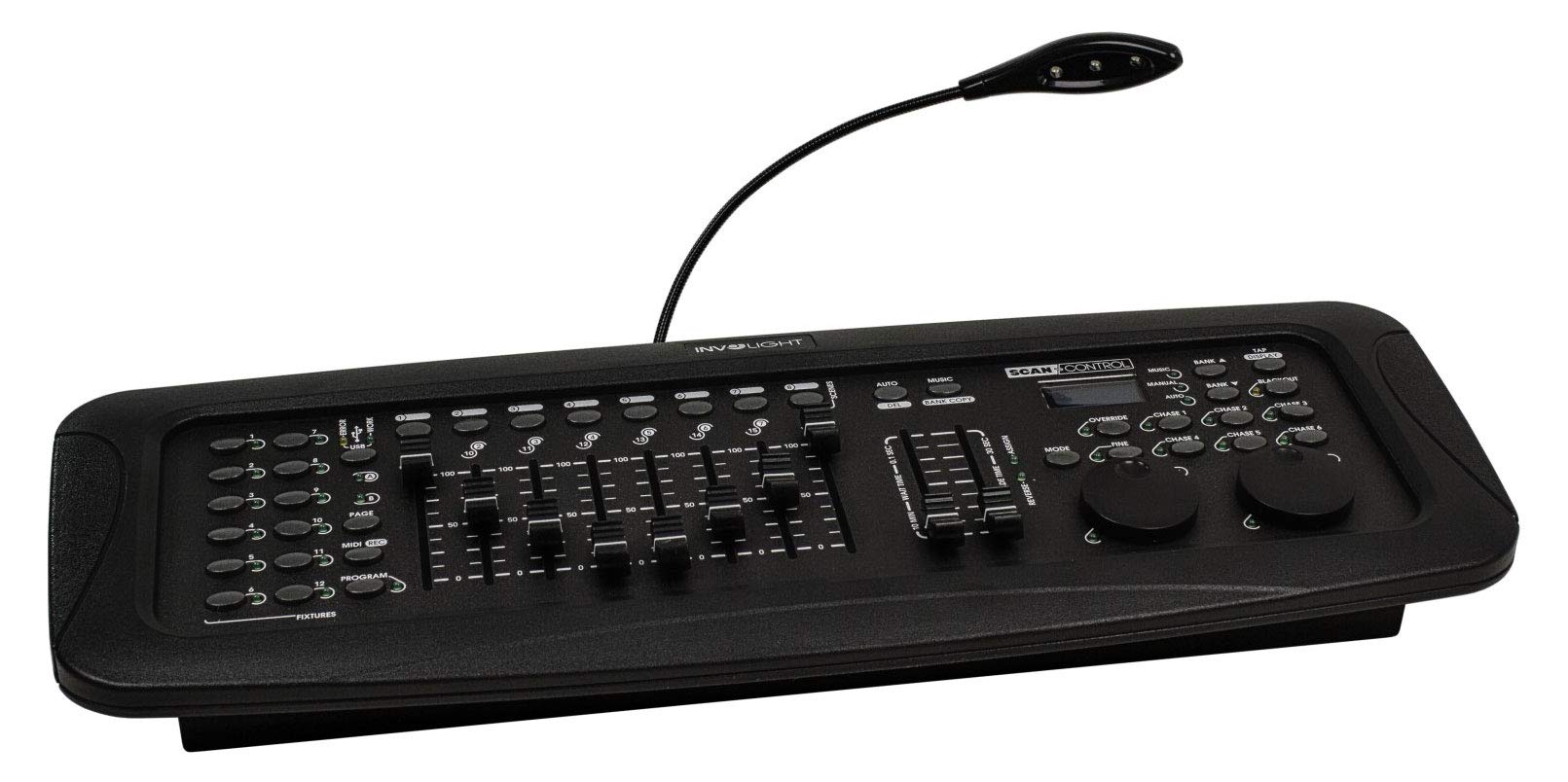 Involight ScanControl DMX-512 - Controller con 12 dispositivi con fino a 16 canali DMX, per yogheels, USB