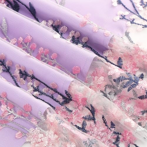 Image of Summer Floral Embroidery Tulle Dress for Women Flower Embroidered Wedding Guest Formal Prom Party Homecoming Dresses