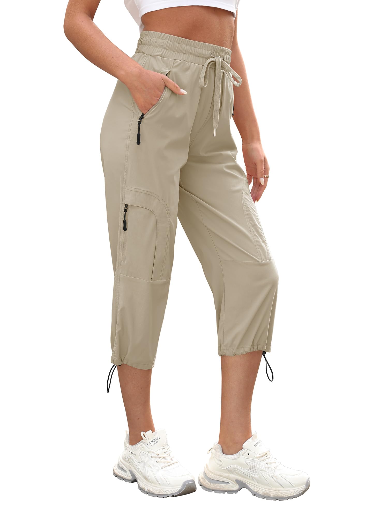 StylSense Caprihose Damen Sommer Casual 3/4 Hose Atmungsaktiv Outdoor Jogginghose Wanderhose Stretch Leichte Sommerhose mit Taschen