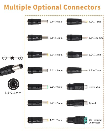 Miniatura 4 de Fuente de alimentación universal de 108 W, 9 V, 12 V, 14 V, 15 V, 16 V, 18 V, 19 V, 20 V, 24 V, 30 V, 36 V, adaptador de CACC ajustable con