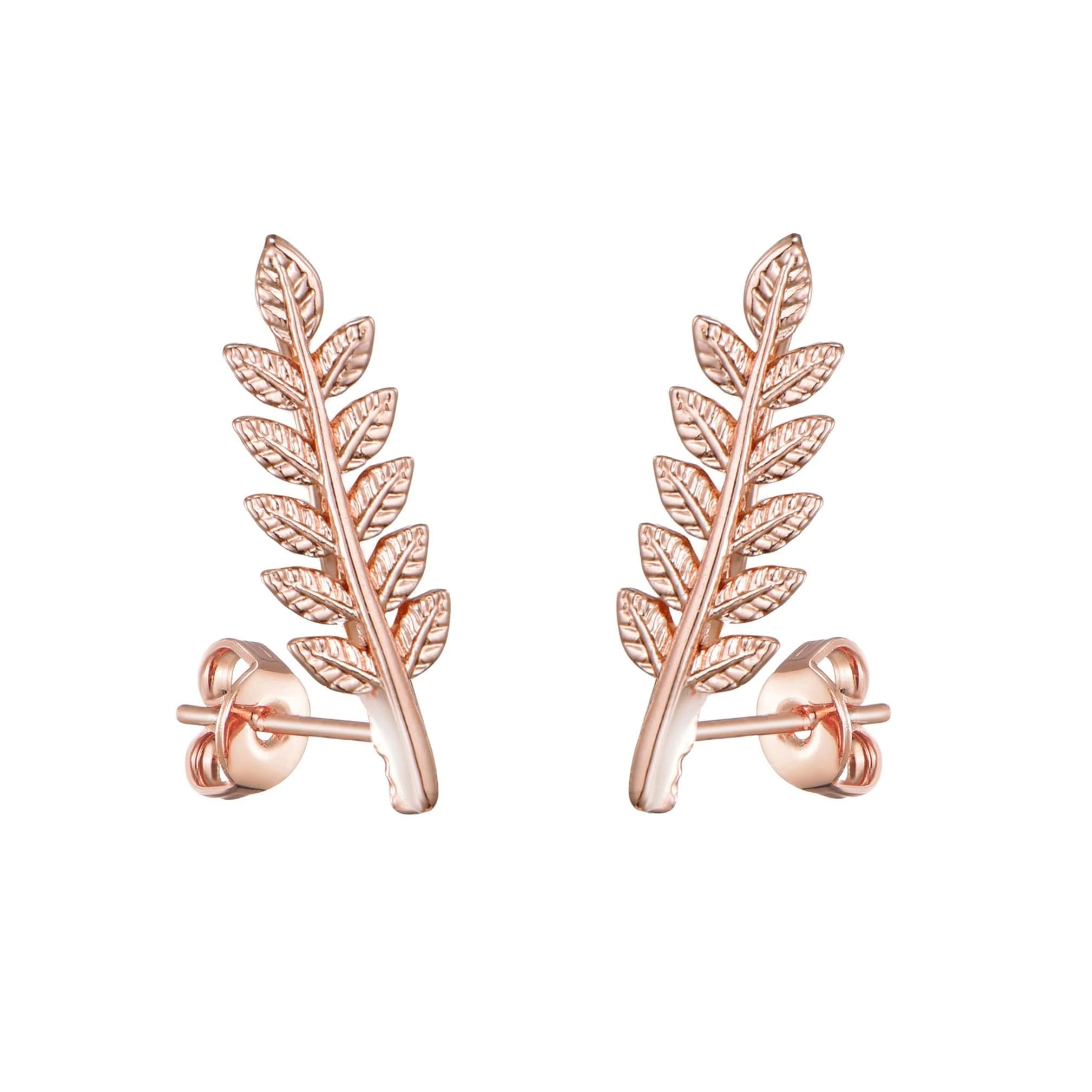 Philip JonesRose Gold Plated Leaf Earrings