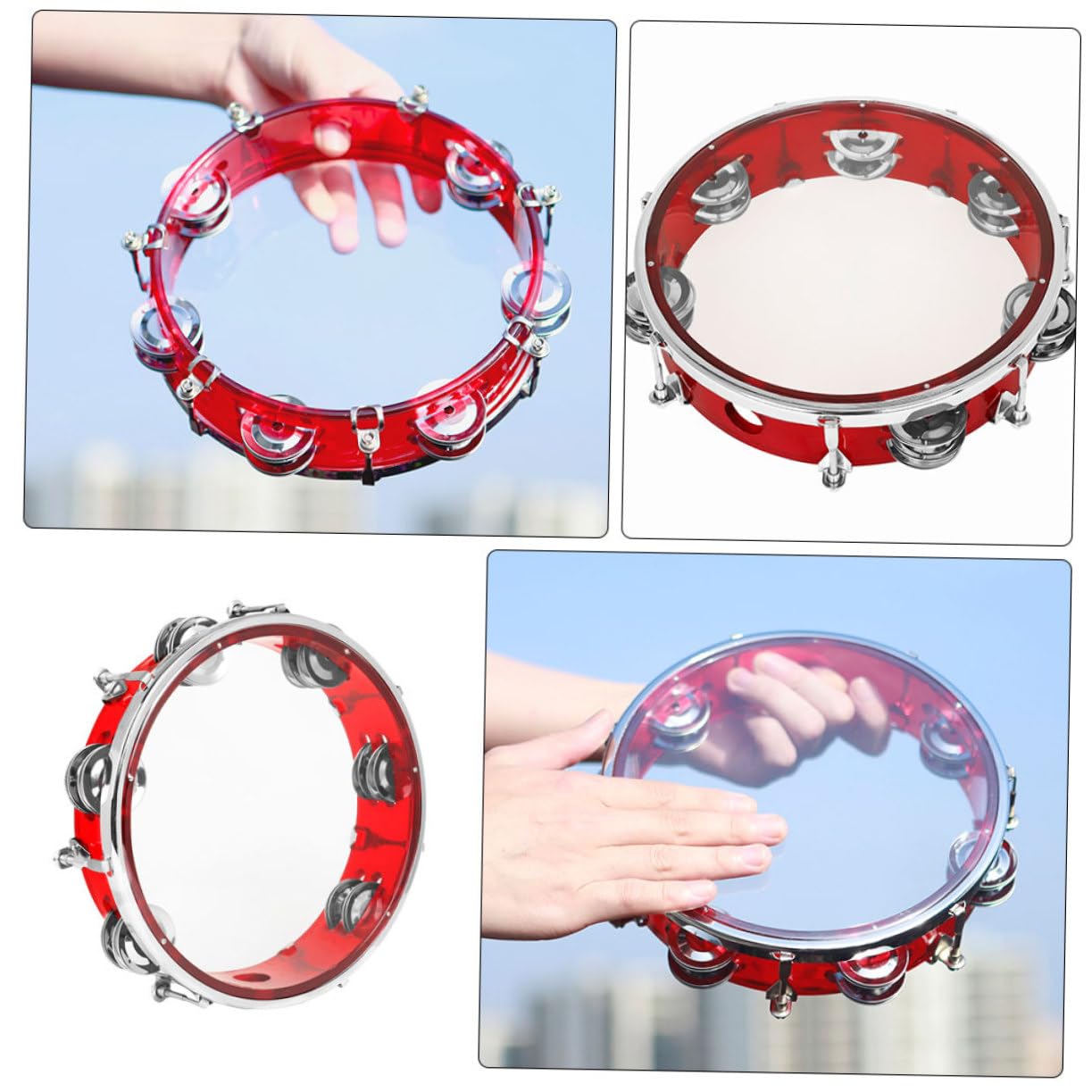 BESTonZON Tamburello Portatile Mano per Ragazzo Ragazza Strumento Musicale Percussione Leggero e Resistente per Feste e Attività Didattiche