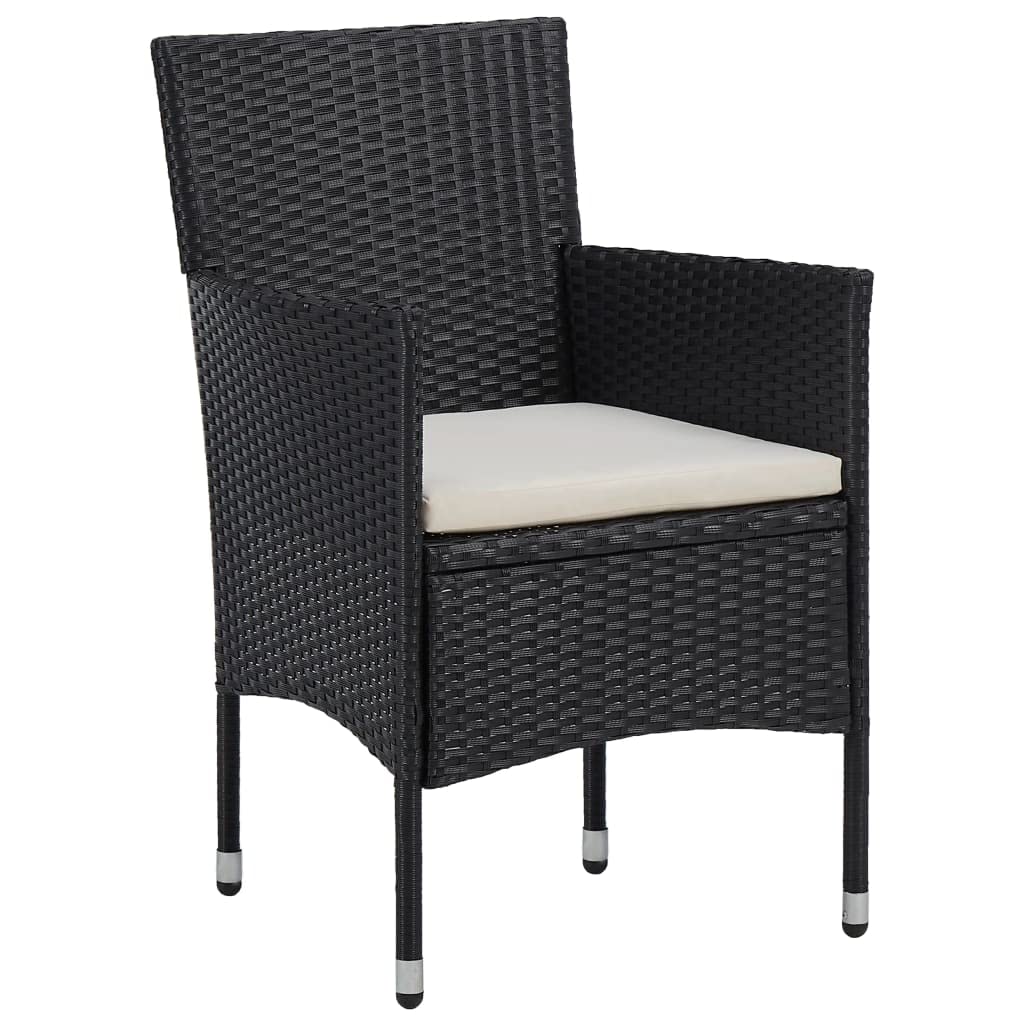 vidaXL Lot de 2 Chaises de Jardin, Fauteuil avec Accoudoirs, Siège de Salon avec Dossier Salle à Manger Extérieur, Résine Tressée Noir