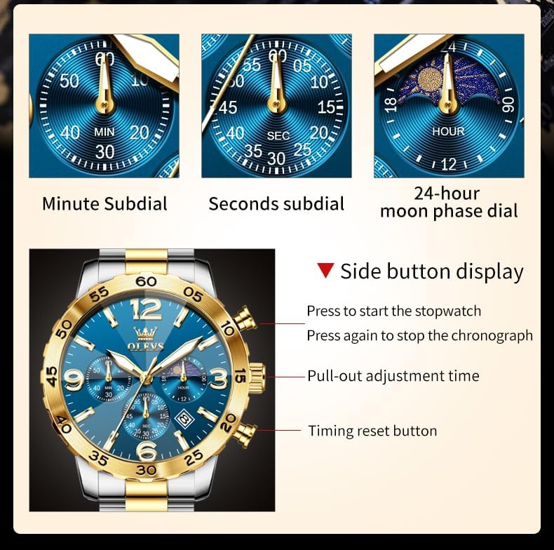 OLEVS Watch for Men Simple Business Dress Analog Stainless Steel Waterproof Luminous Date Easy Read Men Wrsit Watch - Image 6