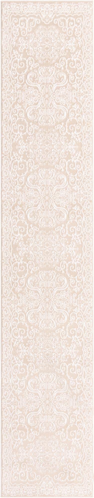 Rugs.com Nepal Collection Rug – 13 Ft Runner Beige Medium Rug Perfect for Hallways, Entryways