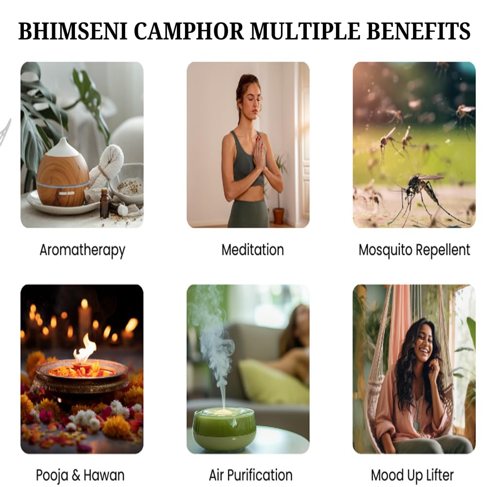 Amrit Kalash Lab Certified 100% Pure Bhimseni 250g Jar (Original) Camphor | Pacha karpooram Original | bhimseni Kapoor Original Camphor for puja, Aromatherapy & air freshener | Divine Fragrance 4