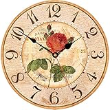 Hohe Qualität: Hergestellt aus hölzernem MDF mit einer dicke von ca. 9 mm, bedeckt mit buntem druckpapier, zusammen mit einer schicht holzfurnier auf der rückseite. Die wanduhr ist fest, antioxidativ, wasserdicht und hell.