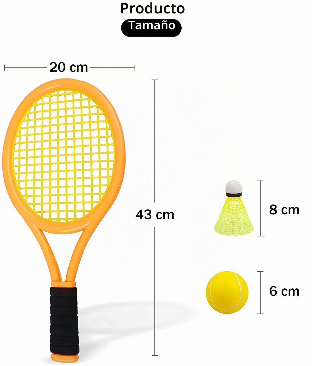 Juego de Raquetas de Tenis para niños, de 17 Pulgadas, con 4 Pelotas Suaves y 6 Volantes de bádminton para niños pequeños, Deportes en Interiores y Exteriores