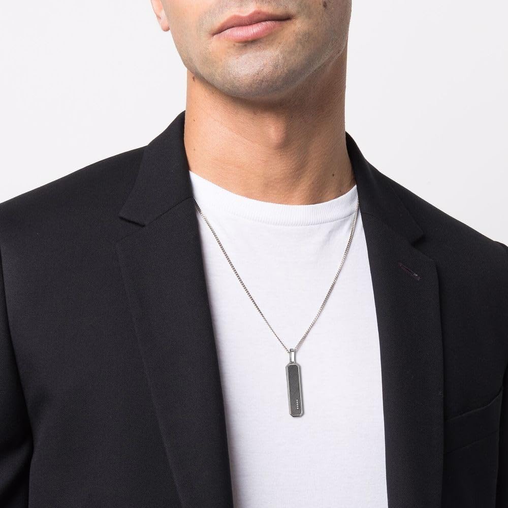 GAVU Tag Necklace for Men, Men’s Stainless Steel Pendant Necklace Black Tag Pendant for Men - Image 2