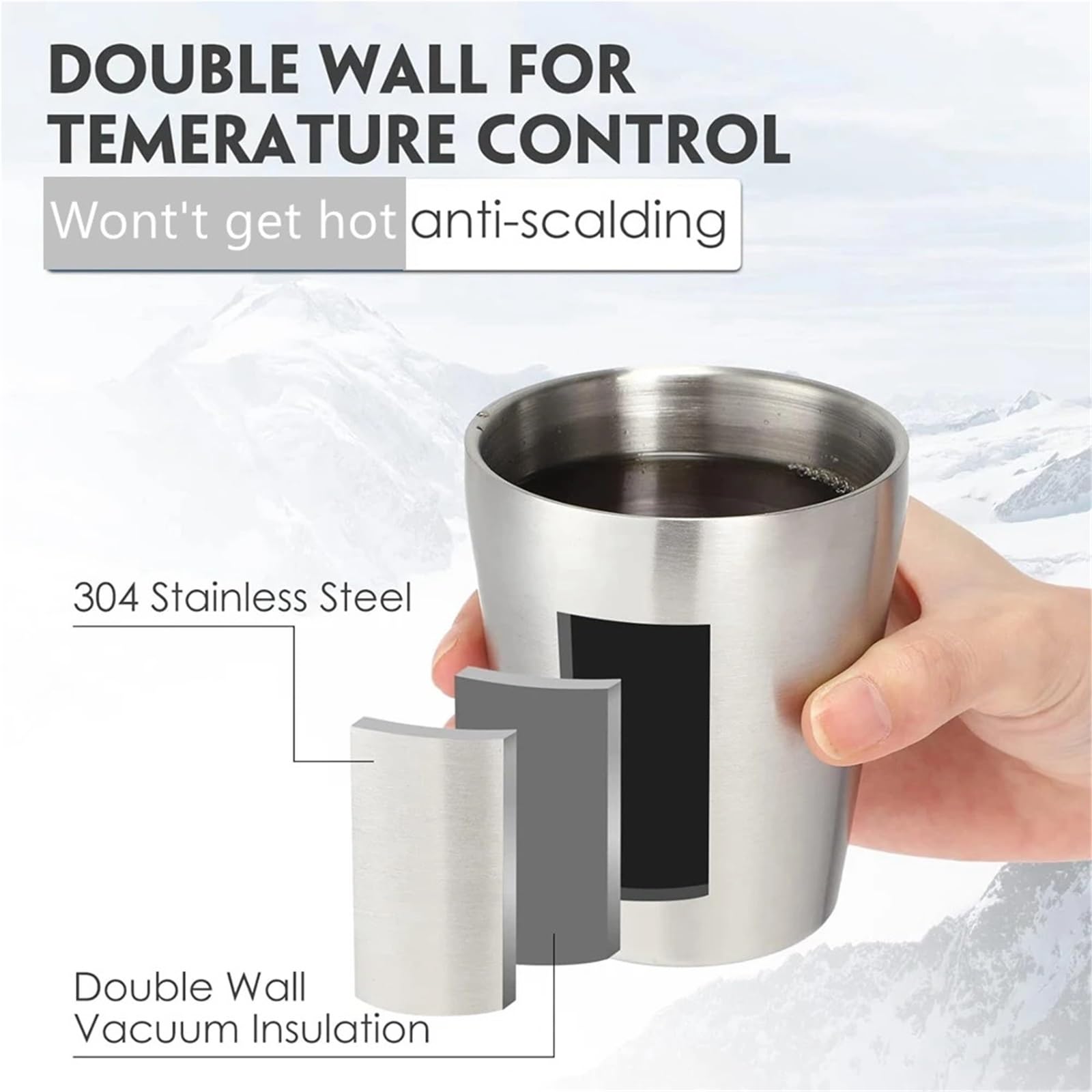 Tazas de acero inoxidable 10oz y 6oz, tazas for acampar, taza Metal reutilizable, vaso for beber doble pared for barbacoa, herramientas for en casa, 4 Uds Para café y bebidas(175ml 6oz)